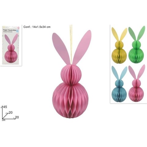 FESTONE CONIGLIO IN CARTA 45 CM 4 COL.